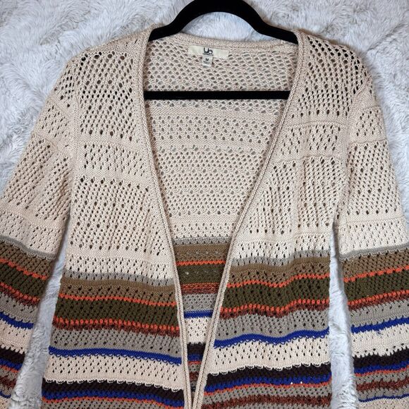 Ya Los Angeles Cardigan Sweater Medium Multicolored Open Front Crochet Cotton‎ - Picture 3 of 11